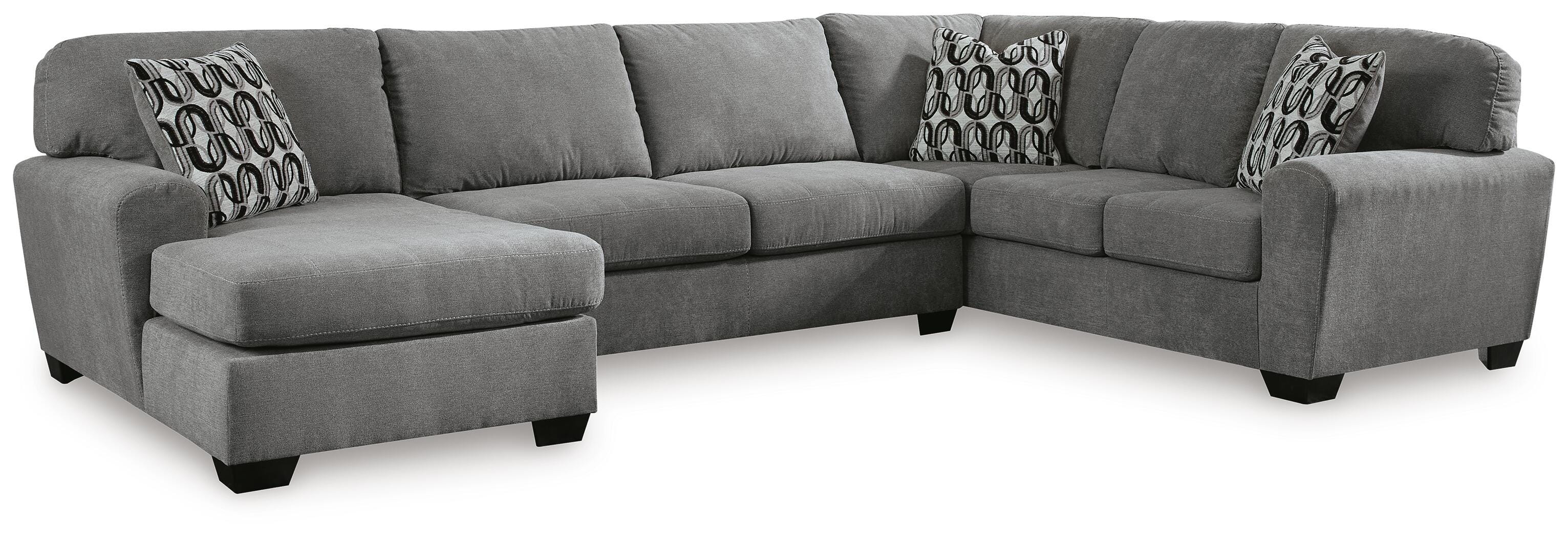 Birkdale Court 3-Piece LAF Chaise Sectional in Gray Chenille