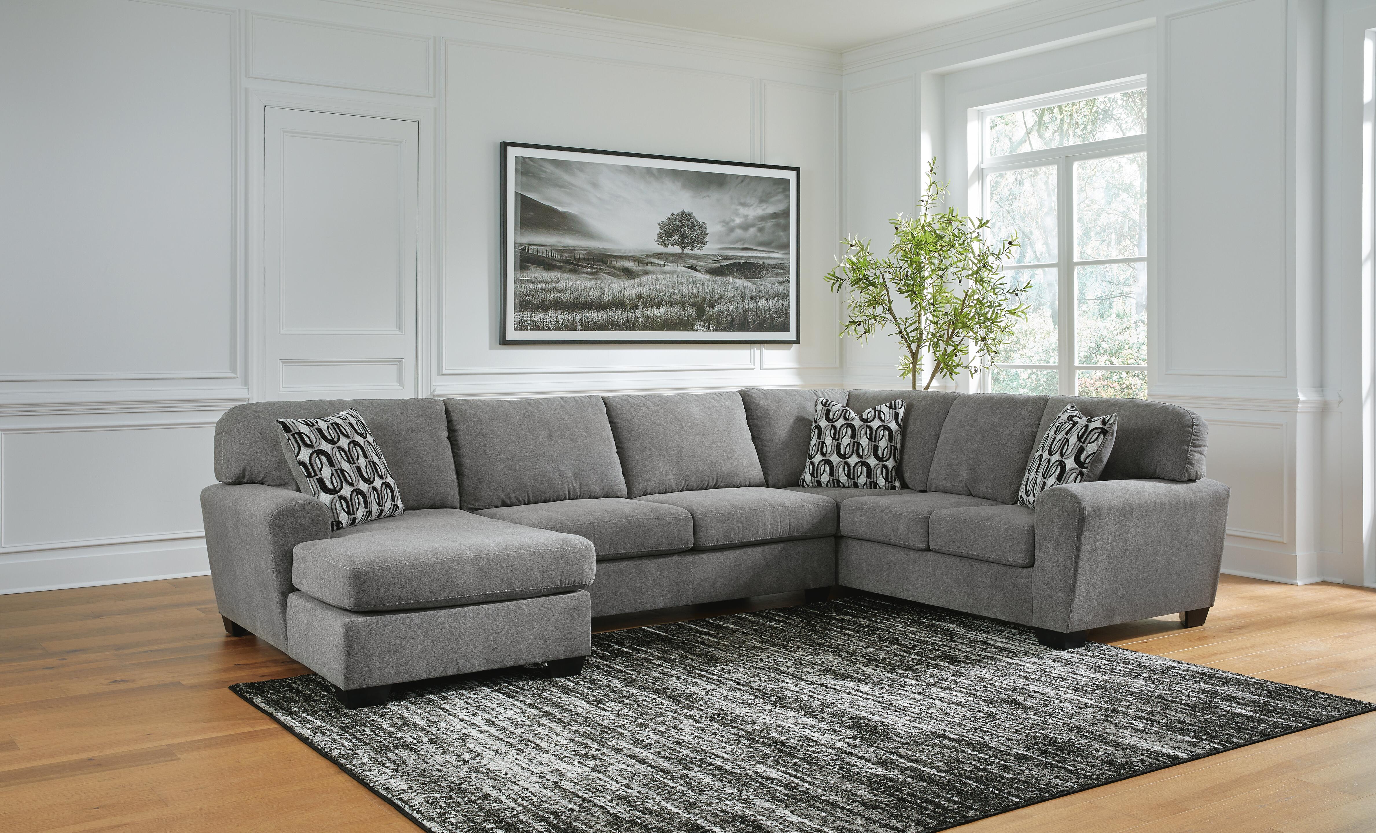 Birkdale Court 3-Piece LAF Chaise Sectional in Gray Chenille