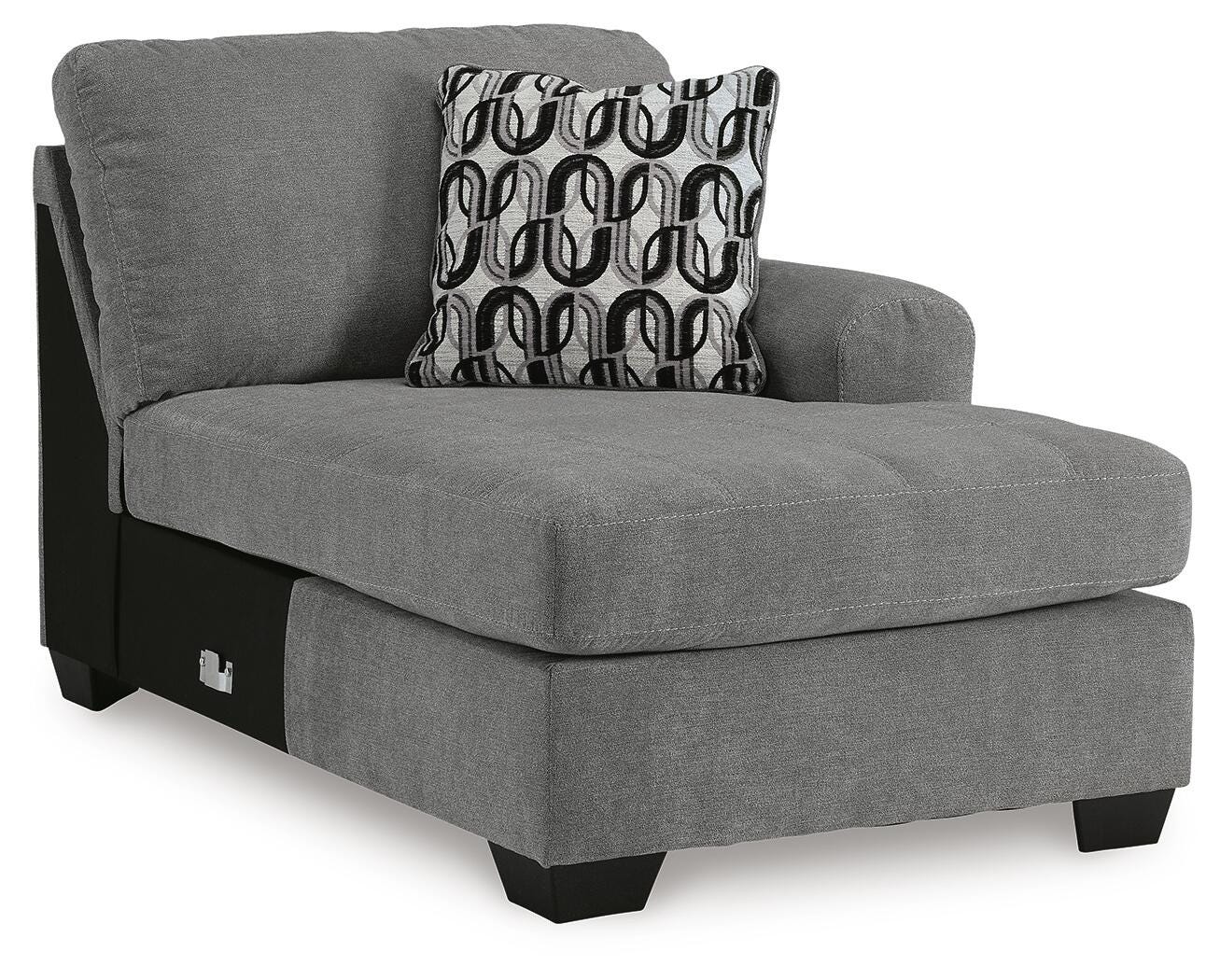 Birkdale Court 3-Piece RAF Chaise Sectional in Gray Chenille