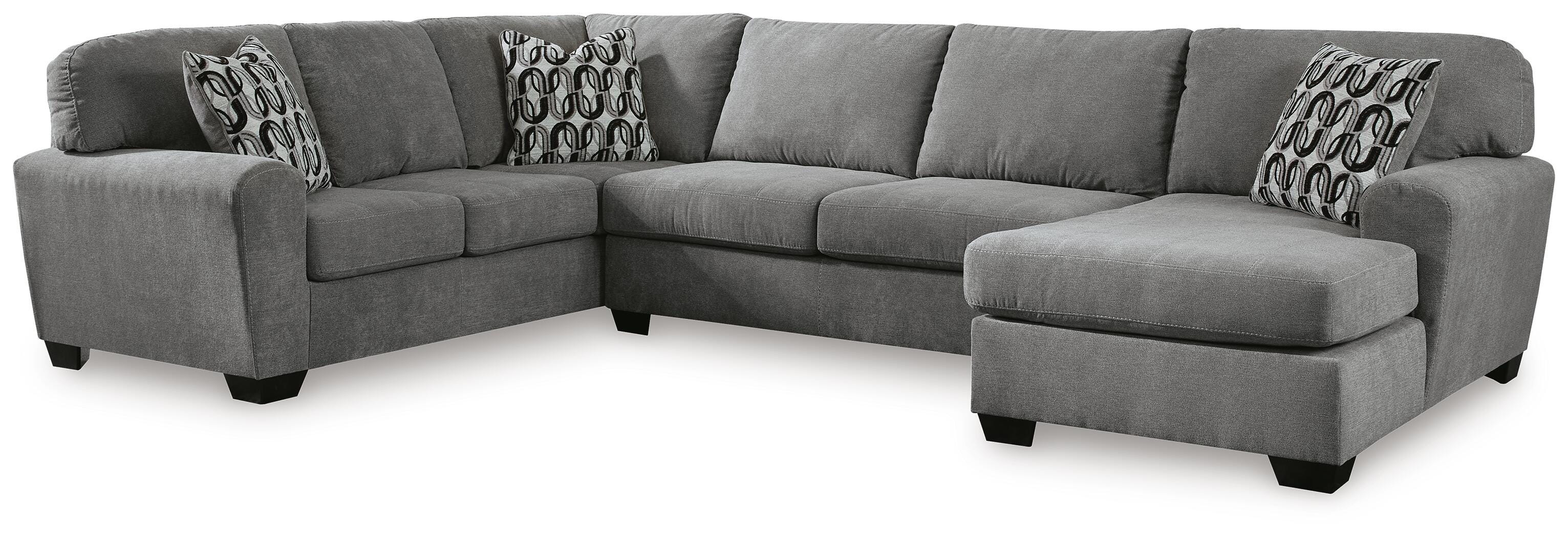 Birkdale Court 3-Piece RAF Chaise Sectional in Gray Chenille