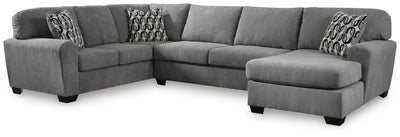 Birkdale Court 3-Piece RAF Chaise Sectional in Gray Chenille
