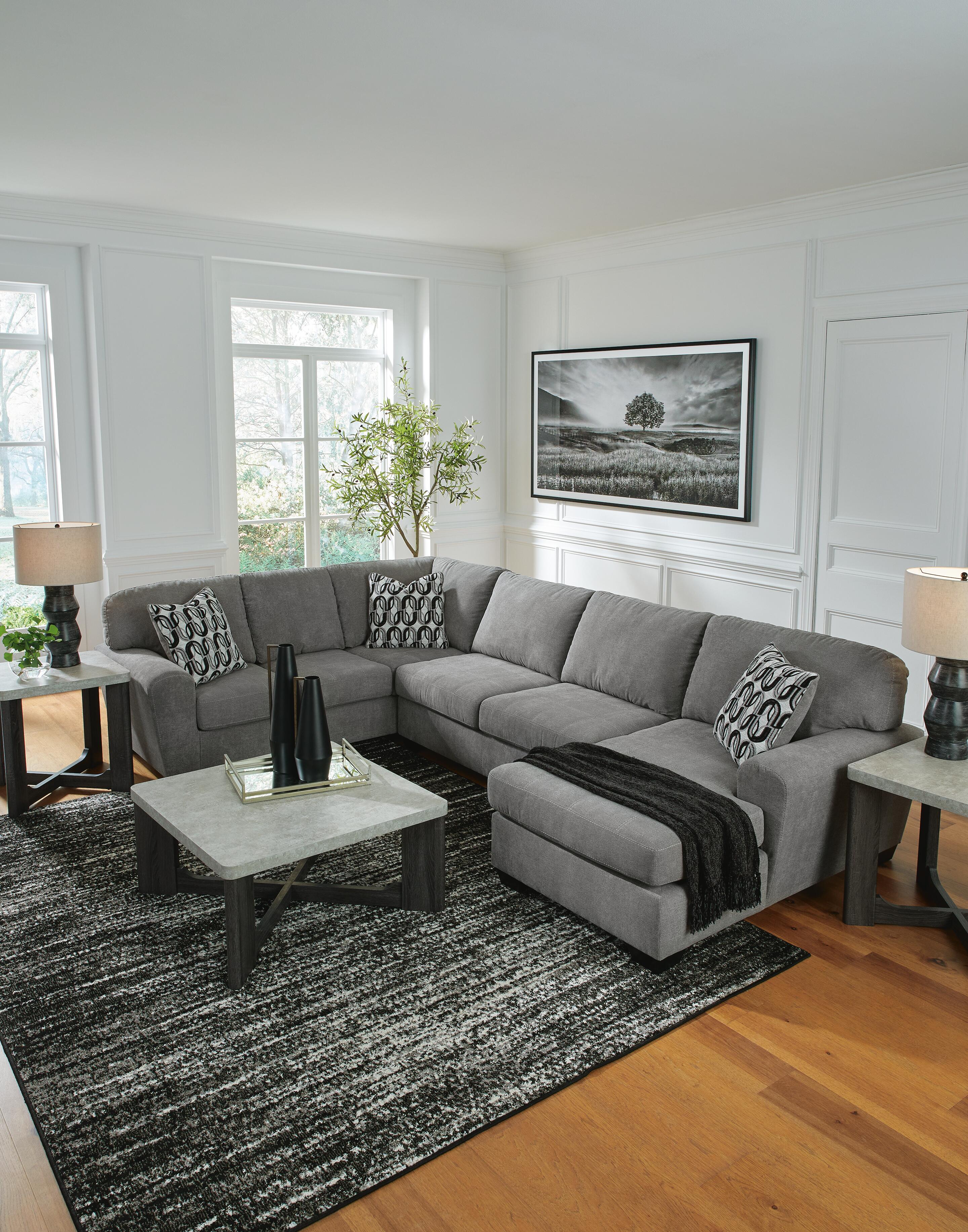 Birkdale Court 3-Piece RAF Chaise Sectional in Gray Chenille