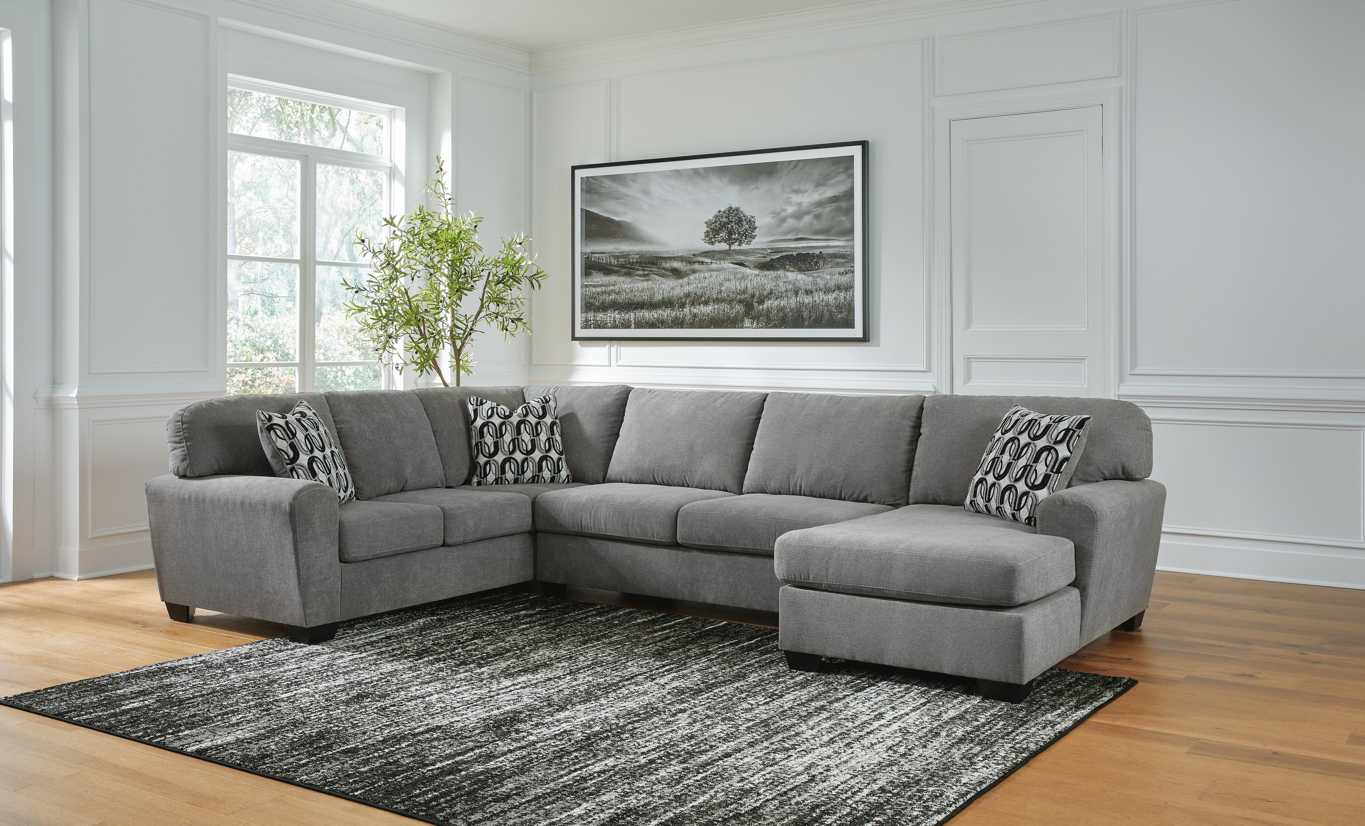 Birkdale Court 3-Piece RAF Chaise Sectional in Gray Chenille