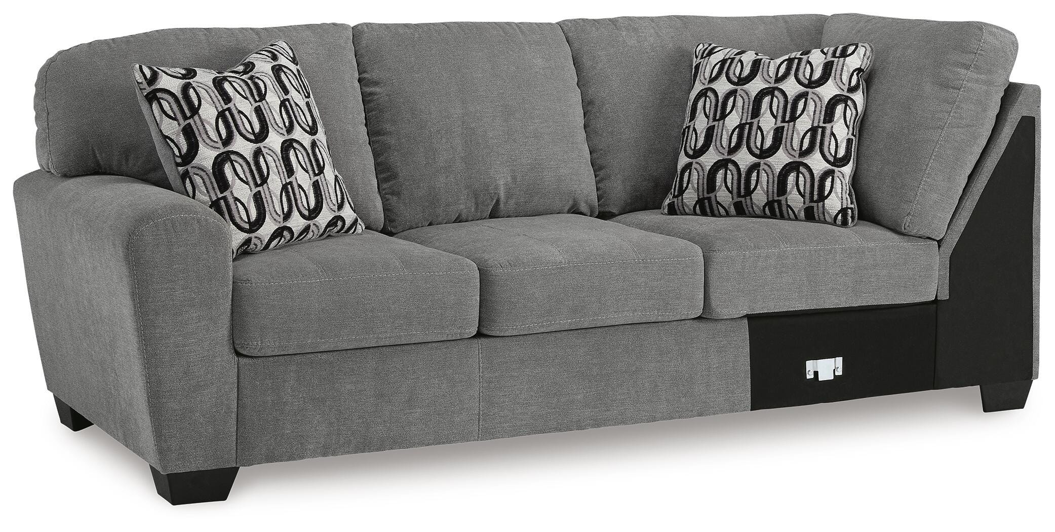 Birkdale Court 3-Piece RAF Chaise Sectional in Gray Chenille
