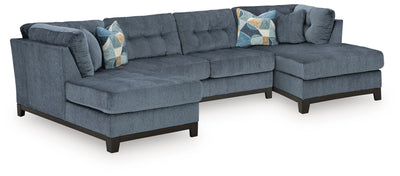 Maxon Place 3-Piece Double Chaise Sectional in Navy Chenille
