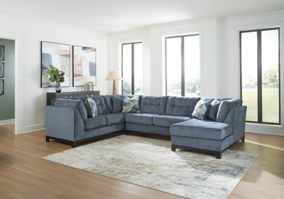 Maxon Place 3-Piece RAF Chaise Sectional in Navy Chenille