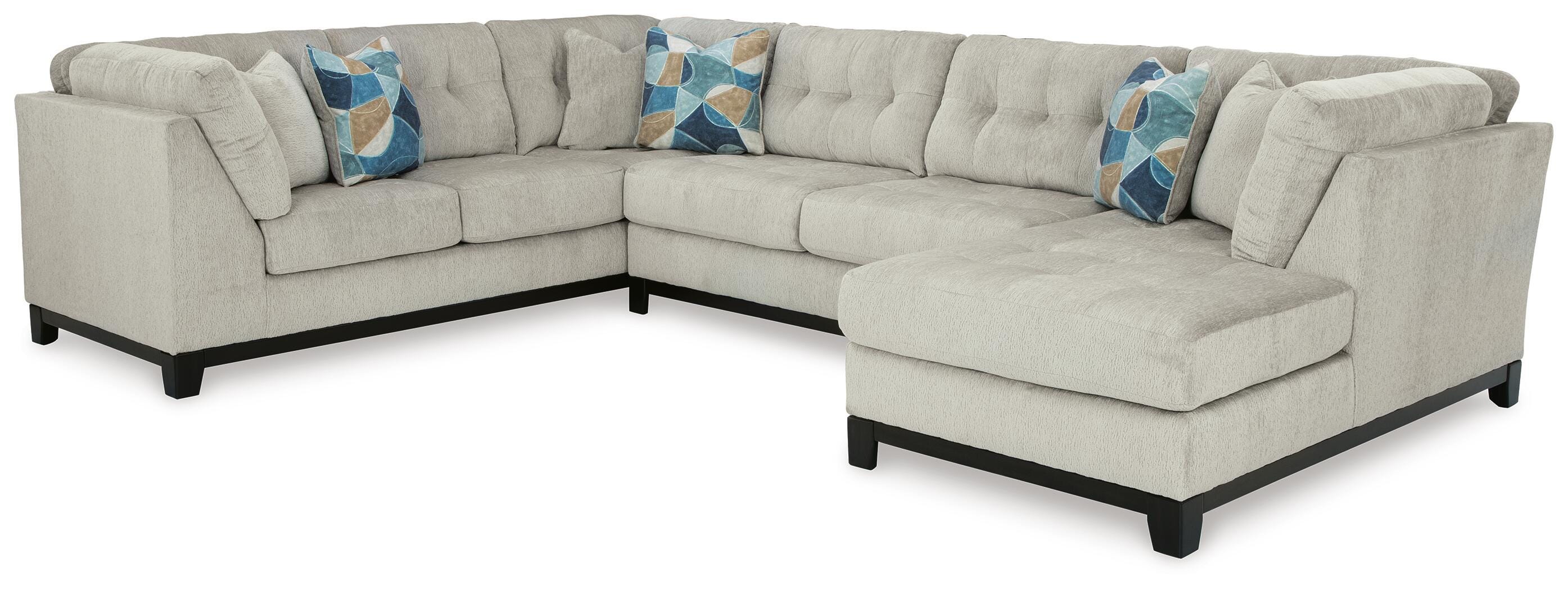 Maxon Place 3-Piece RAF Chaise Sectional in Stone Chenille