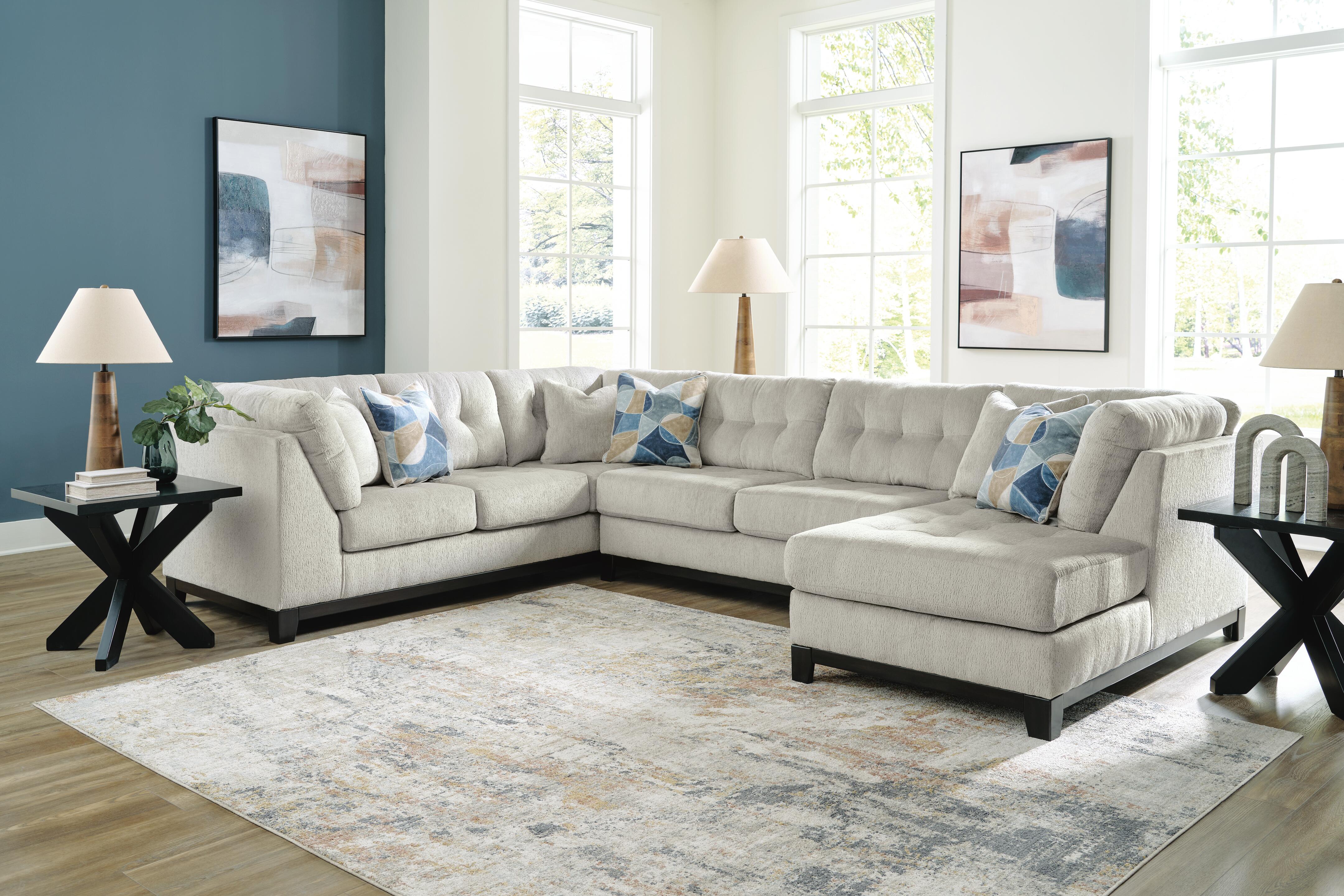 Maxon Place 3-Piece RAF Chaise Sectional in Stone Chenille