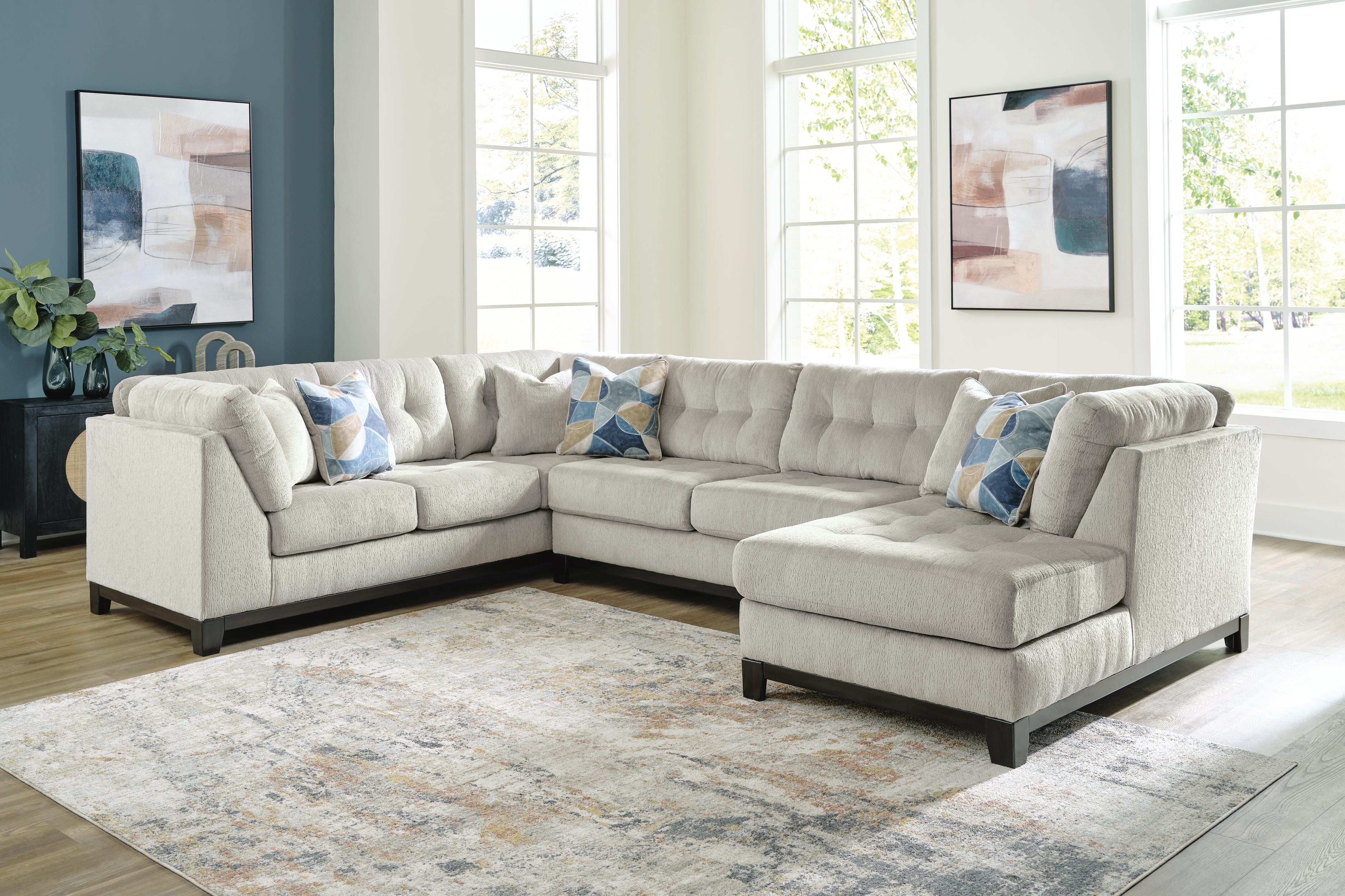 Maxon Place 3-Piece RAF Chaise Sectional in Stone Chenille