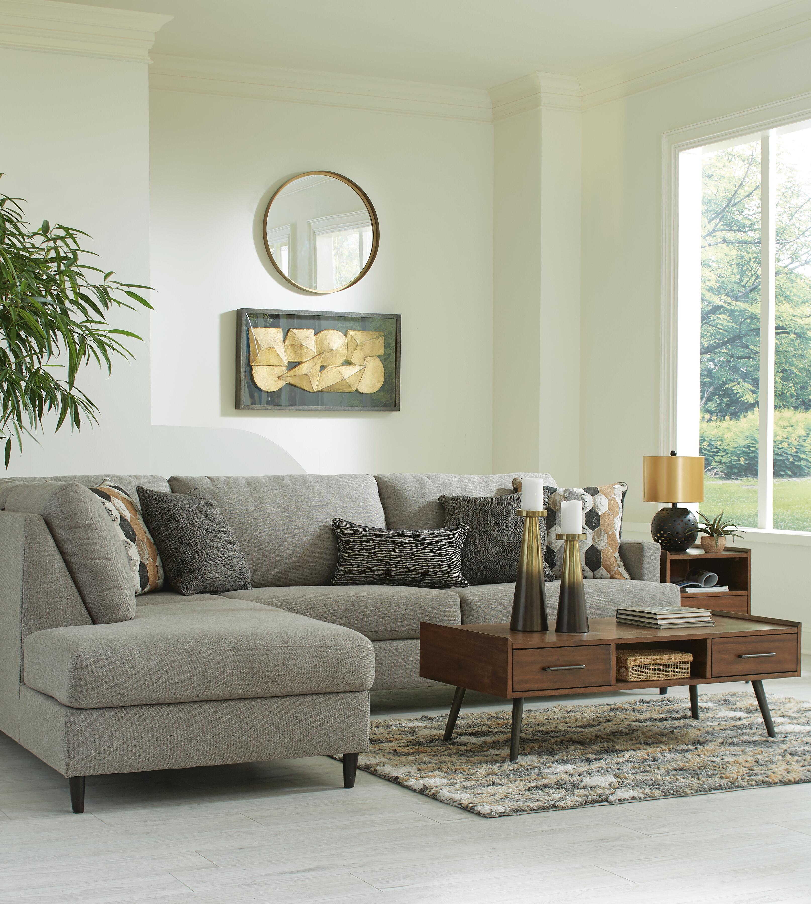 Santasia 2-Piece LAF Chaise Sectional in Granite Chenille