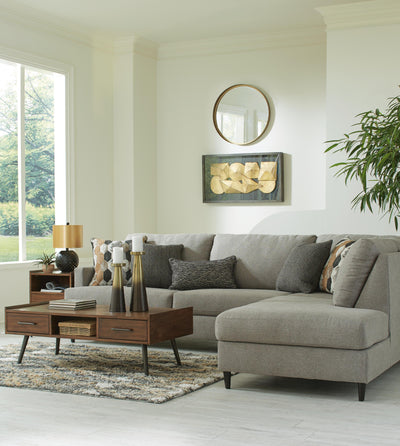 Santasia 2-Piece RAF Chaise Sectional in Granite Chenille