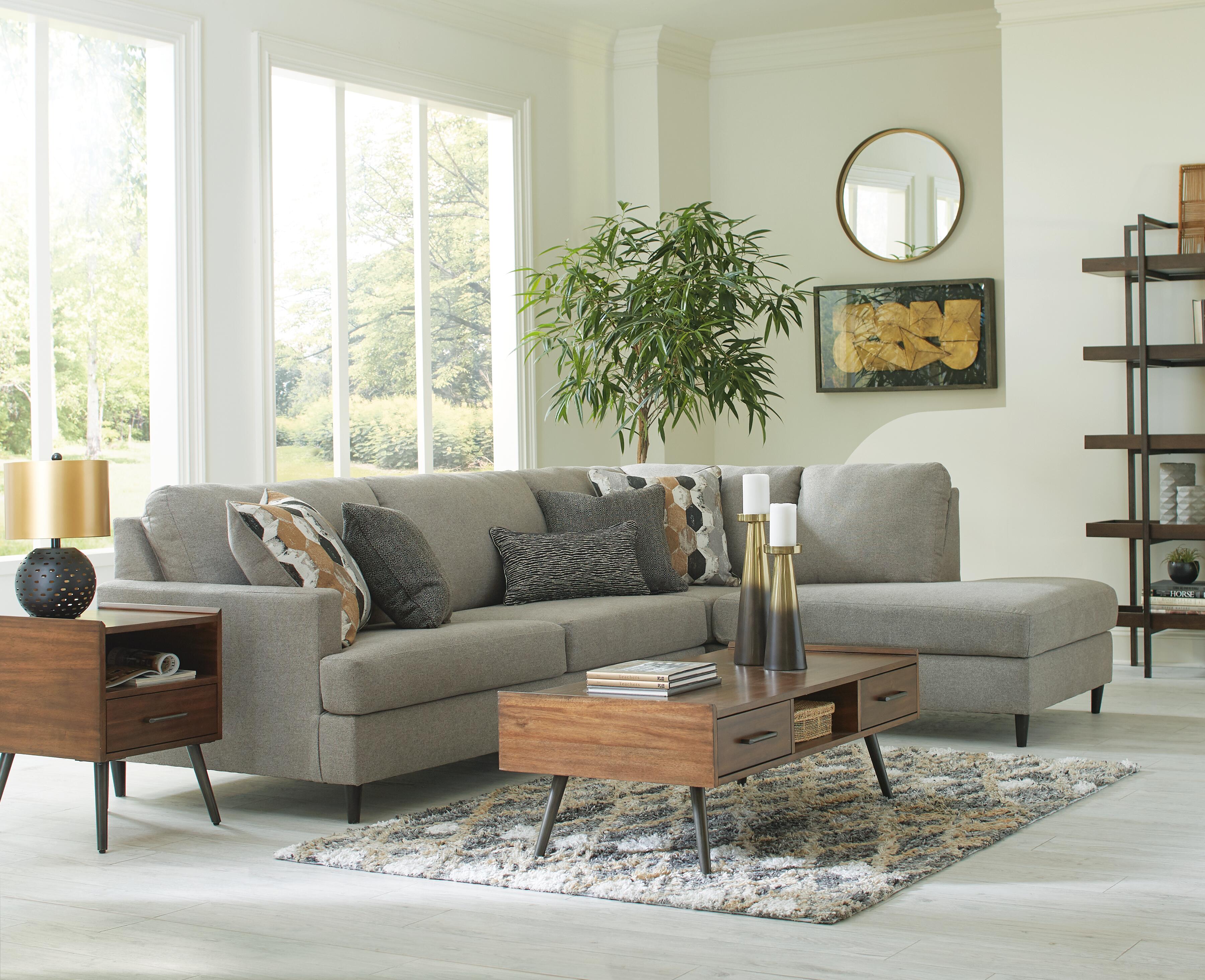 Santasia 2-Piece RAF Chaise Sectional in Granite Chenille
