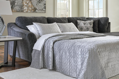 Biddeford 2-Piece RAF Chaise Sleeper Sectional in Shadow Velvet