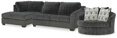 Biddeford 2-Piece Sectional and Oversized Swivel Accent Chair in Shadow