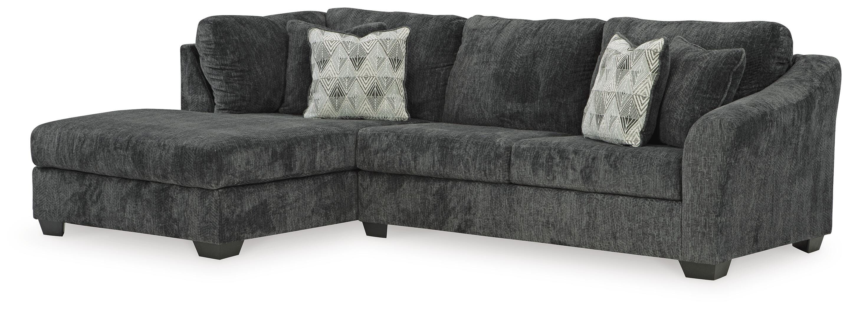 Biddeford 2-Piece LAF Chaise Sleeper Sectional in Shadow Velvet