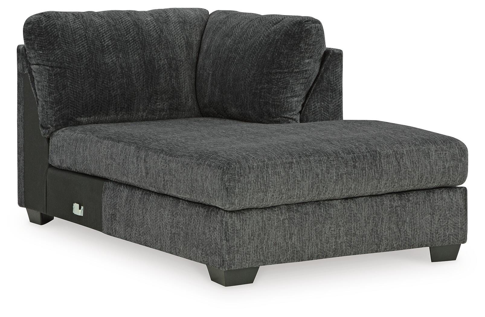 Biddeford 2-Piece RAF Chaise Sectional in Shadow Velvet