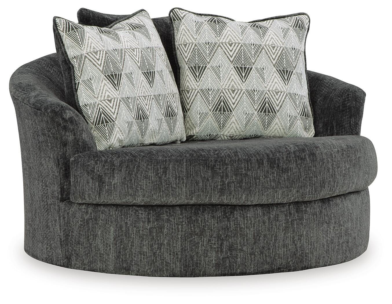 Biddeford 2-Piece Sectional and Oversized Swivel Accent Chair in Shadow