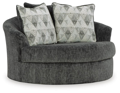 Biddeford 2-Piece Sectional and Oversized Swivel Accent Chair in Shadow