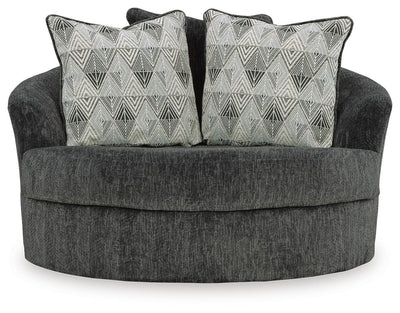 Biddeford 2-Piece Sectional and Oversized Swivel Accent Chair in Shadow