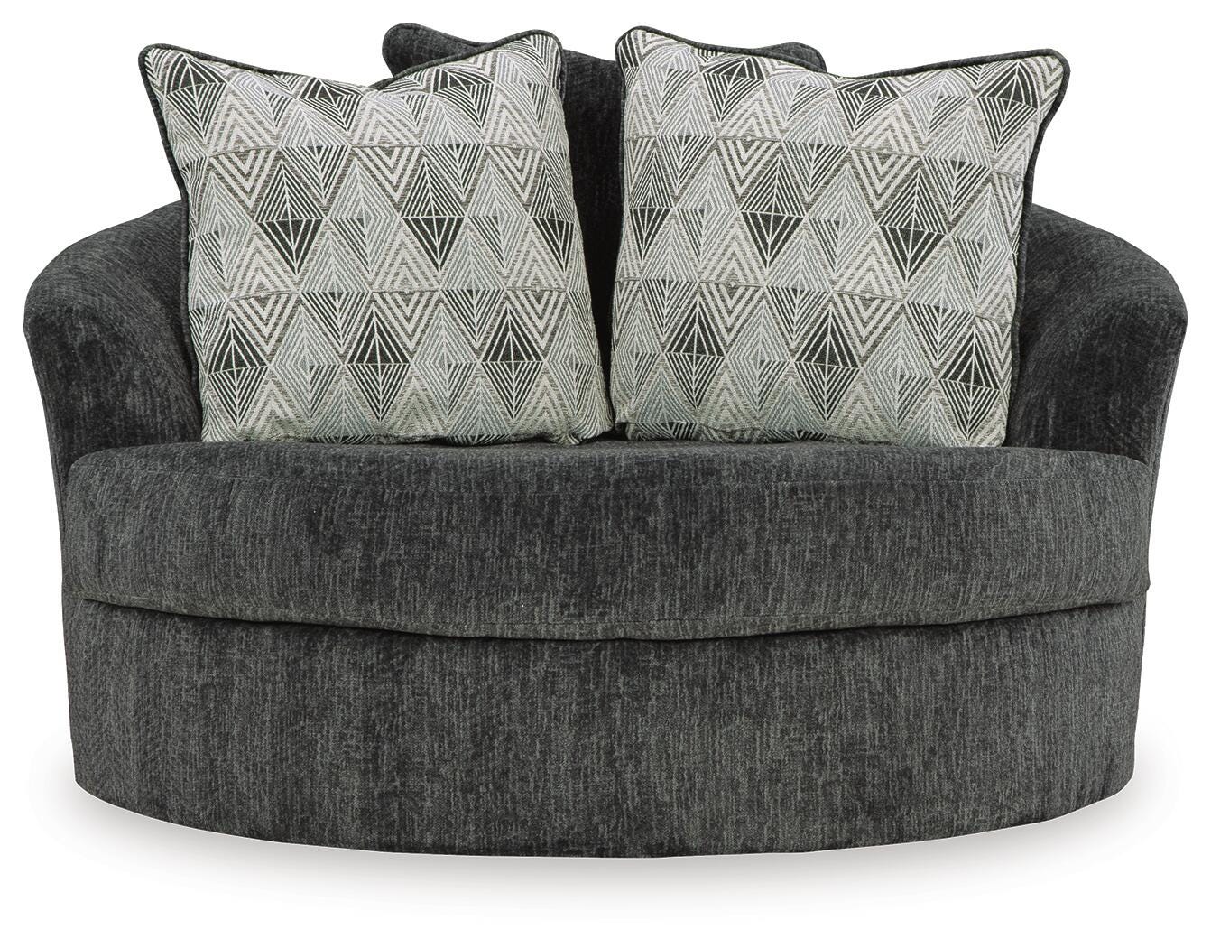 Biddeford Oversized Swivel Accent Chair in Shadow Velvet