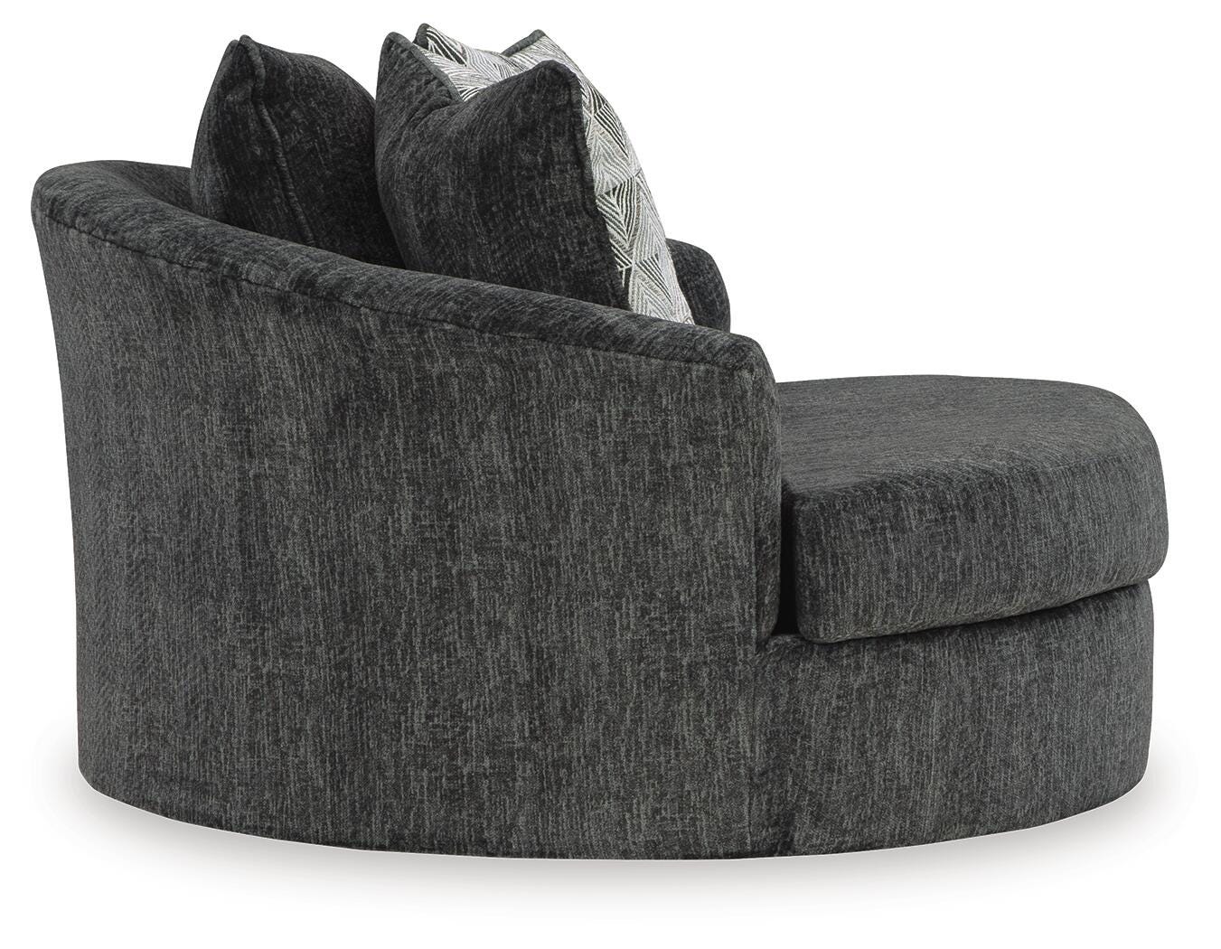 Biddeford 2-Piece Sectional and Oversized Swivel Accent Chair in Shadow