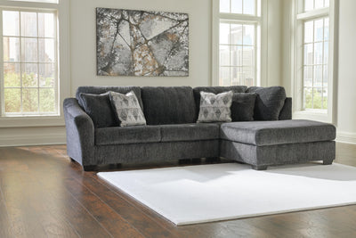 Biddeford 2-Piece RAF Chaise Sleeper Sectional in Shadow Velvet