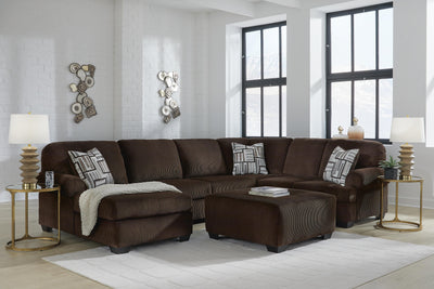 Kimlee 3-Piece LAF Chaise Sectional in Chocolate Velvet
