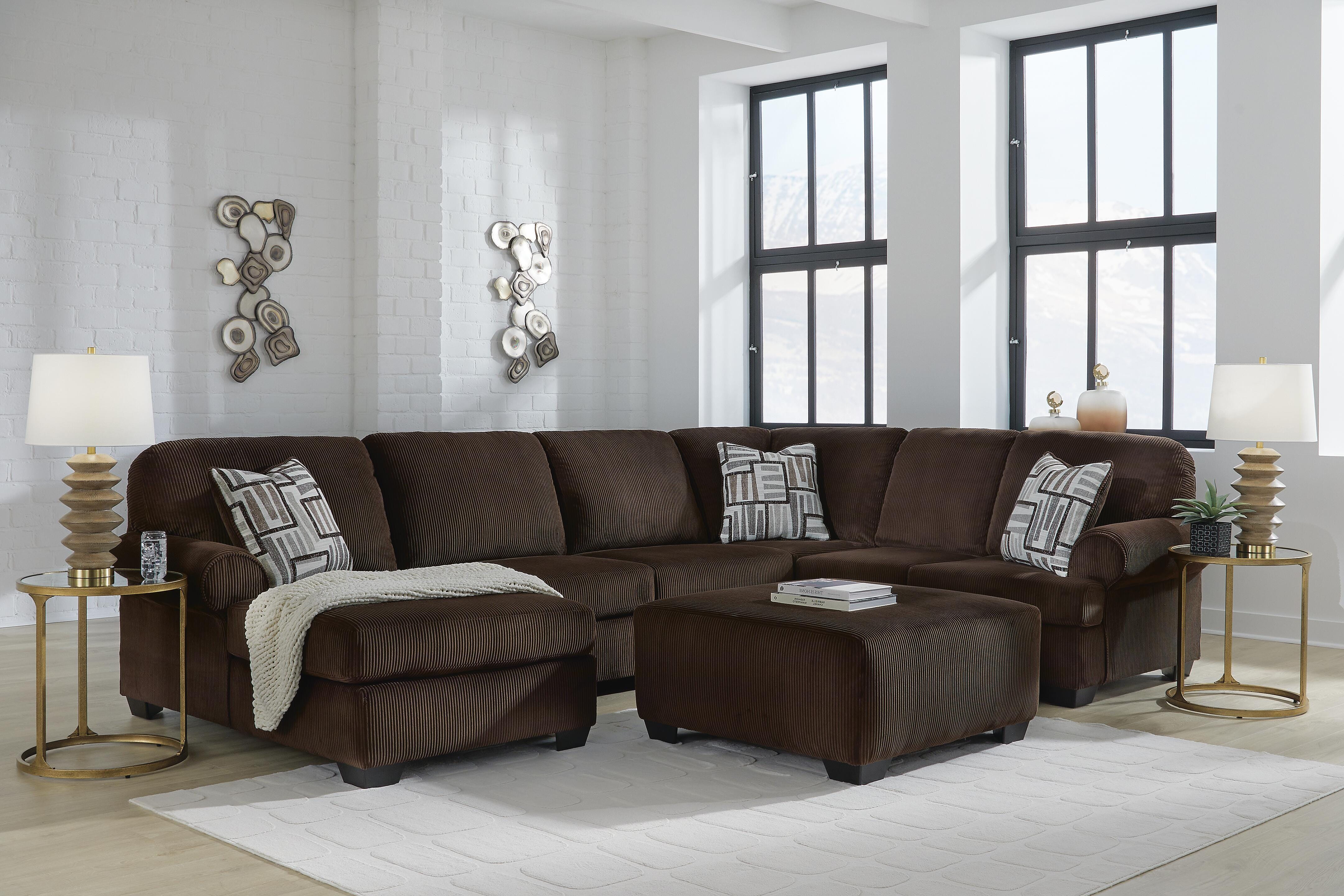 Kimlee 3-Piece LAF Chaise Sectional in Chocolate Velvet