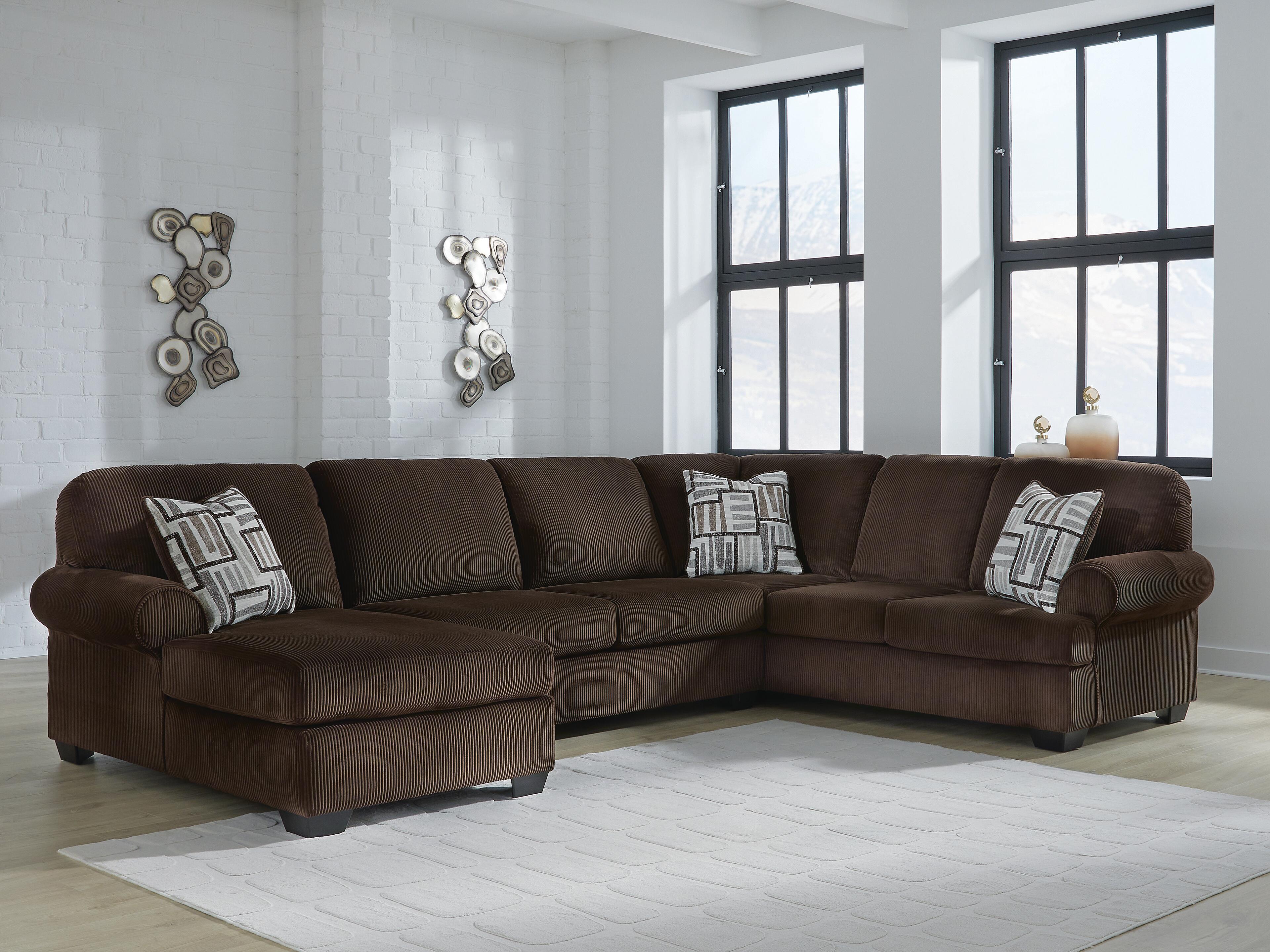 Kimlee 3-Piece LAF Chaise Sectional in Chocolate Velvet