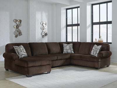 Kimlee 3-Piece LAF Chaise Sectional in Chocolate Velvet