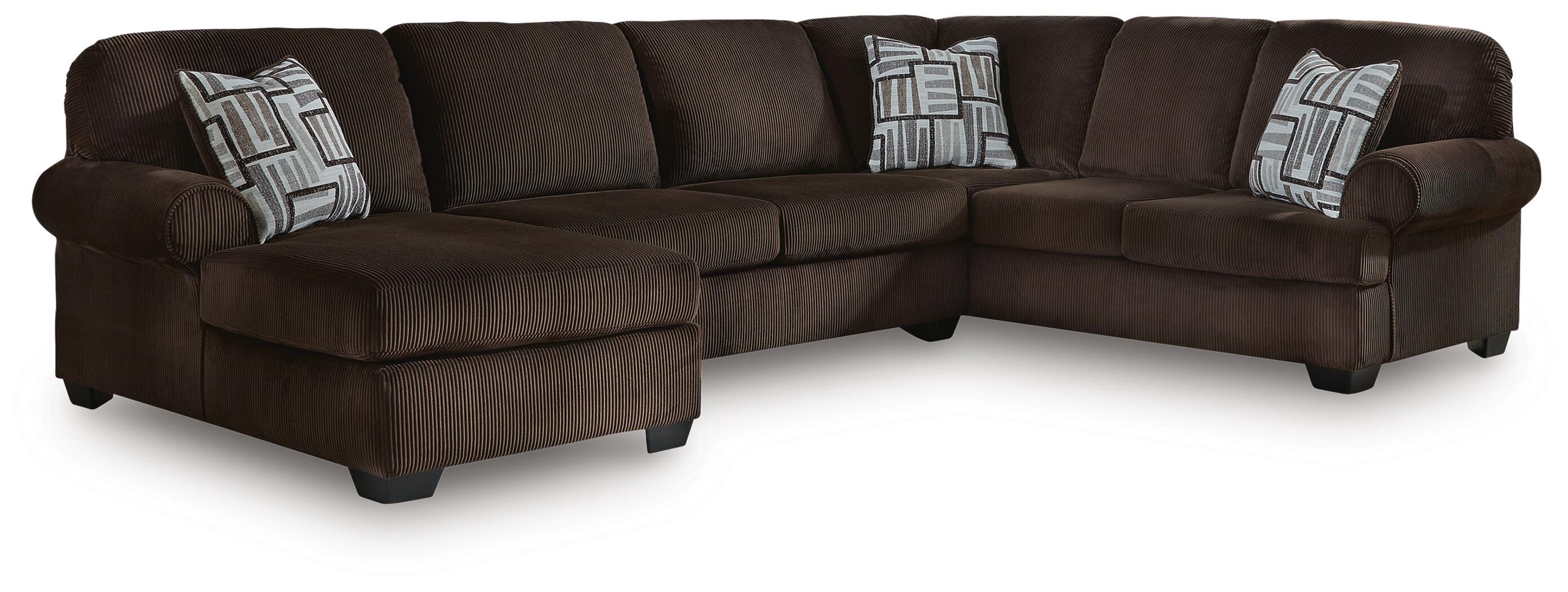 Kimlee 3-Piece LAF Chaise Sectional in Chocolate Velvet