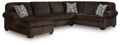 Kimlee 3-Piece LAF Chaise Sectional in Chocolate Velvet
