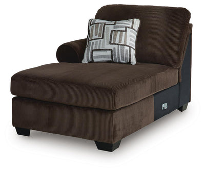 Kimlee 3-Piece Sectional with Double Chaise in Chocolate Velvet
