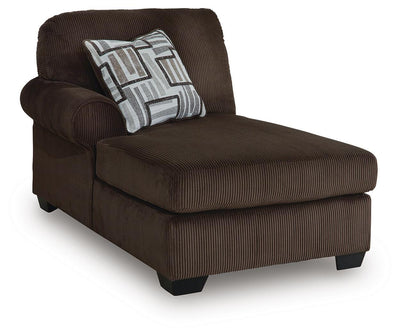 Kimlee 3-Piece LAF Chaise Sectional in Chocolate Velvet