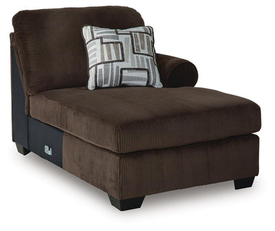 Kimlee 3-Piece Sectional with Double Chaise in Chocolate Velvet