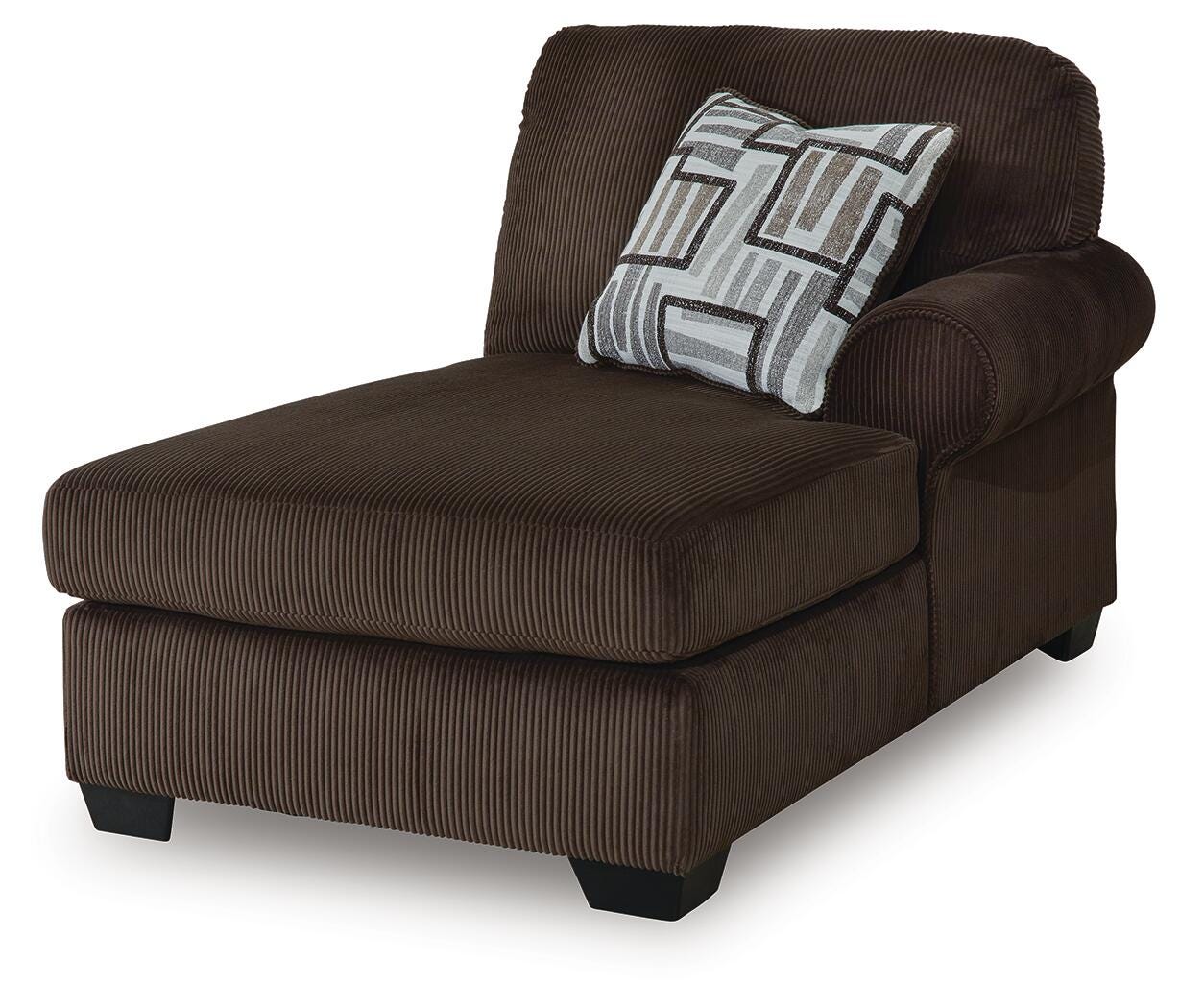 Kimlee 3-Piece Sectional with Double Chaise in Chocolate Velvet