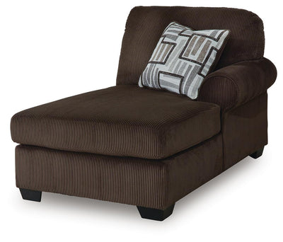 Kimlee 3-Piece Sectional with Double Chaise in Chocolate Velvet