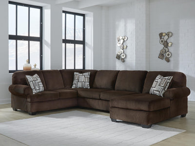 Kimlee 3-Piece RAF Chaise Sectional in Chocolate Velvet
