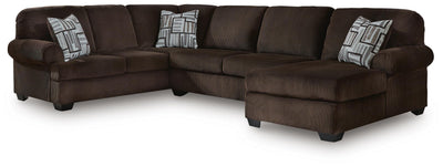 Kimlee 3-Piece RAF Chaise Sectional in Chocolate Velvet