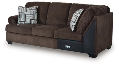 Kimlee 3-Piece RAF Chaise Sectional in Chocolate Velvet