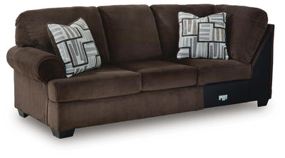 Kimlee 3-Piece RAF Chaise Sectional in Chocolate Velvet