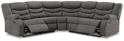Partymate 2-Piece Reclining Sectional in Slate Faux Leather
