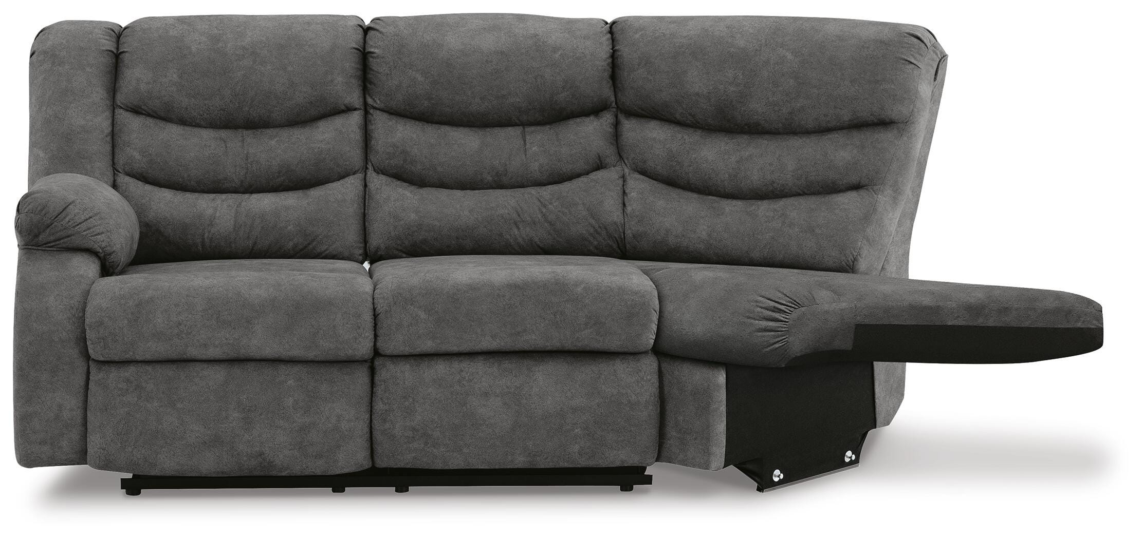 Partymate 2-Piece Reclining Sectional in Slate Faux Leather