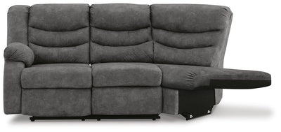 Partymate 2-Piece Reclining Sectional in Slate Faux Leather
