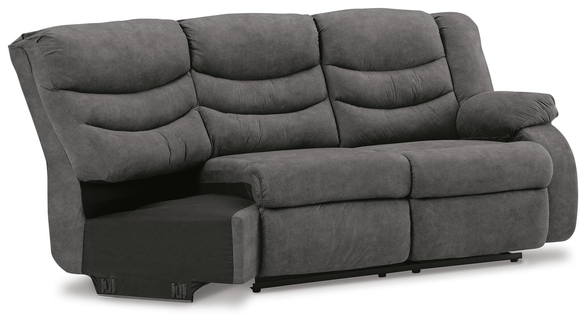 Partymate 2-Piece Reclining Sectional in Slate Faux Leather