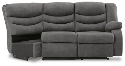 Partymate 2-Piece Reclining Sectional in Slate Faux Leather