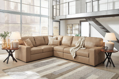Bandon 3-Piece LAF Sectional in Toffee Leather