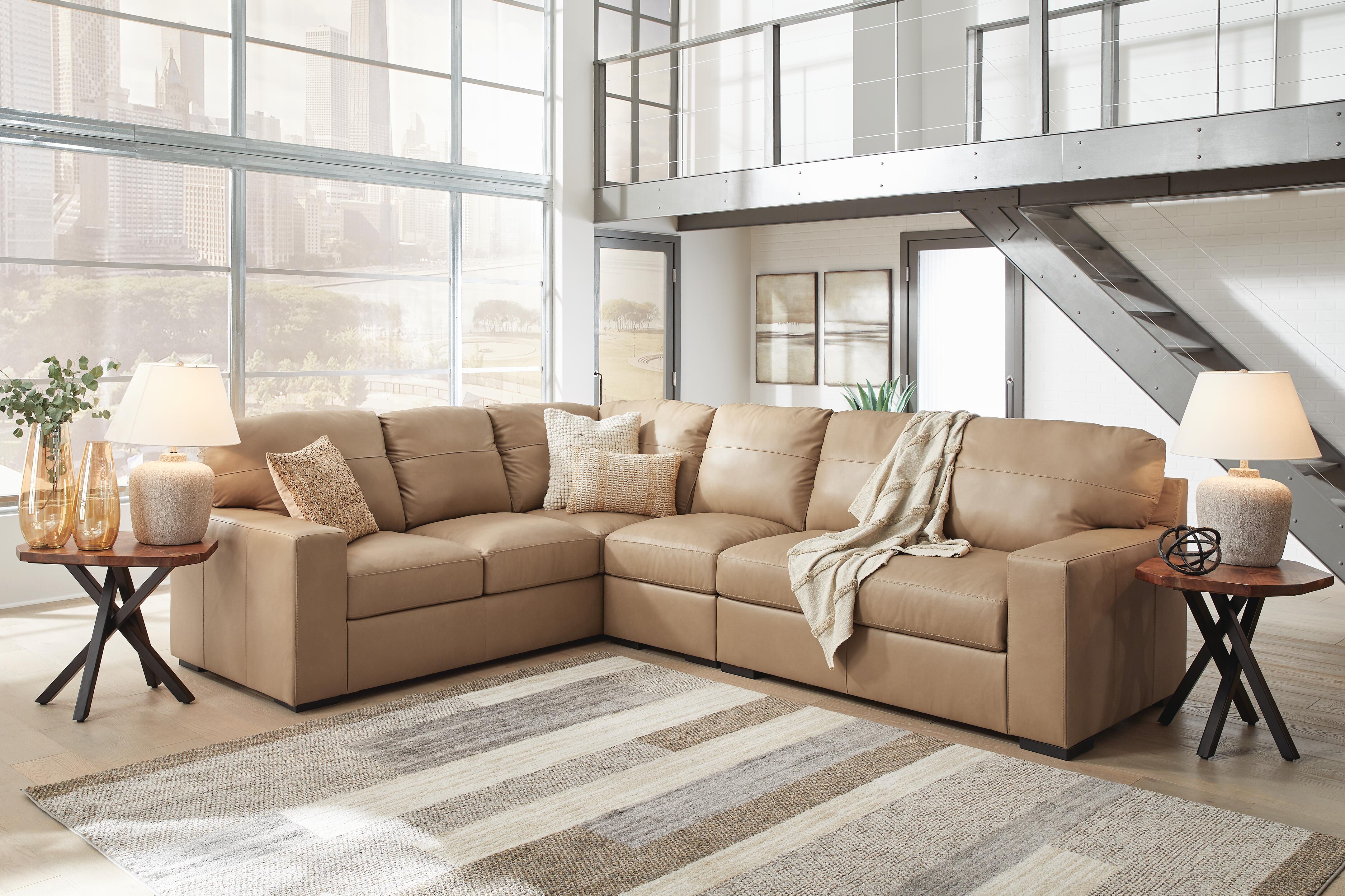 Bandon 3-Piece LAF Sectional in Toffee Leather