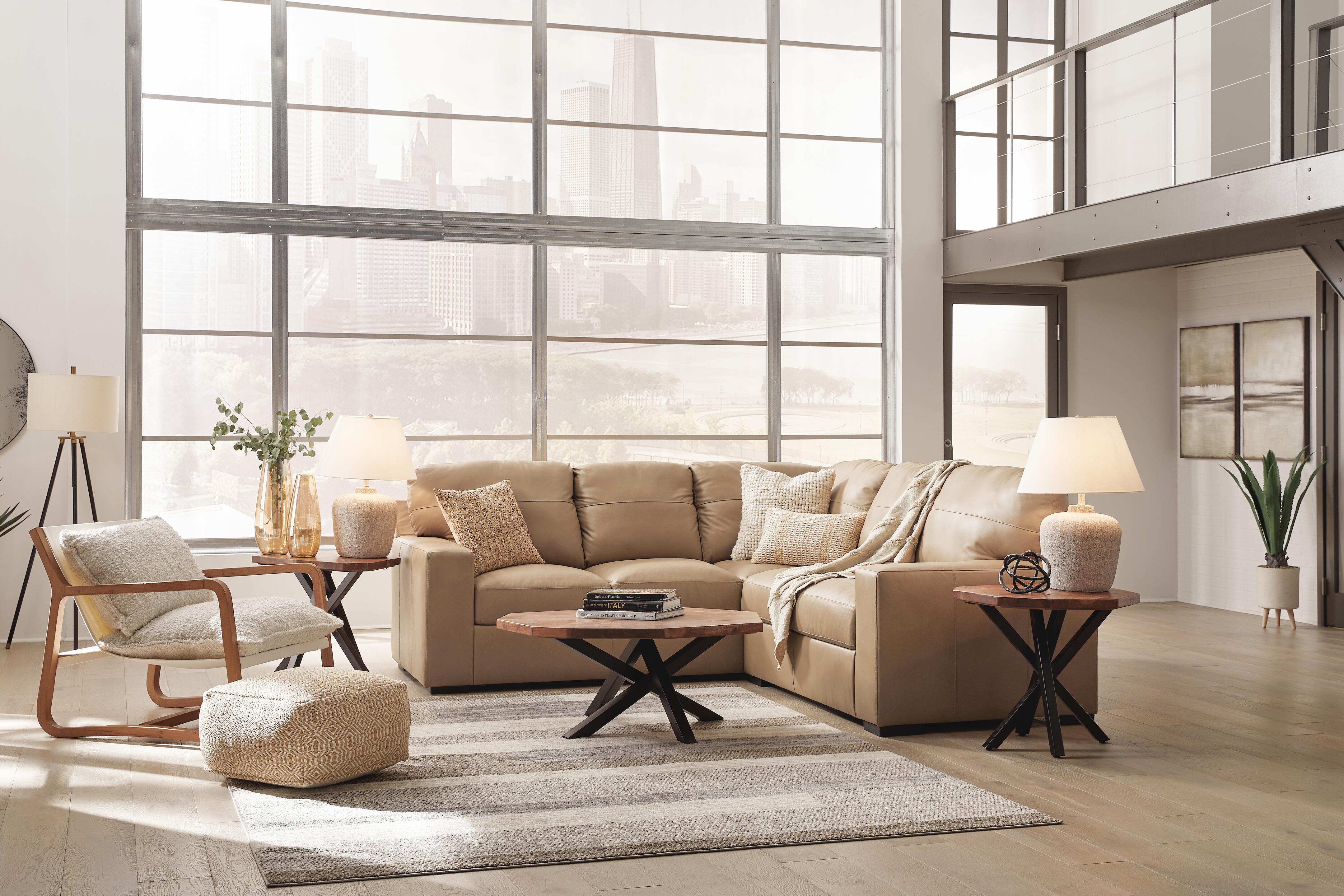 Bandon 2-Piece LAF Sectional in Toffee Leather