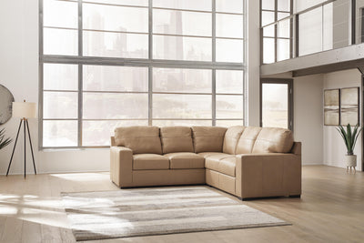 Bandon 2-Piece LAF Sectional in Toffee Leather